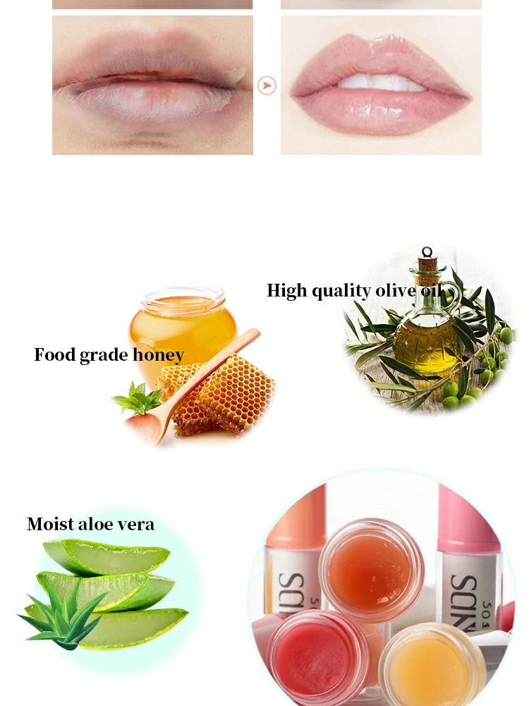 Masque à lèvres multicolore à saveur douce et sécuritaire de fruits Protection solaire longue durée Baume à lèvres SPF nourri à la vitamine E 